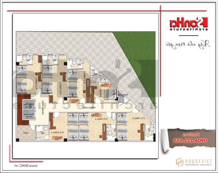 Mặt bằng tầng 1 khách sạn kiến ​​trúc Pháp sang trọng tại Vũng Tàu 