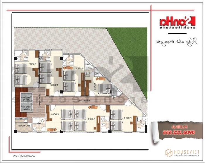 Mặt bằng tầng 2 khách sạn kiến ​​trúc Pháp sang trọng tại Vũng Tàu 