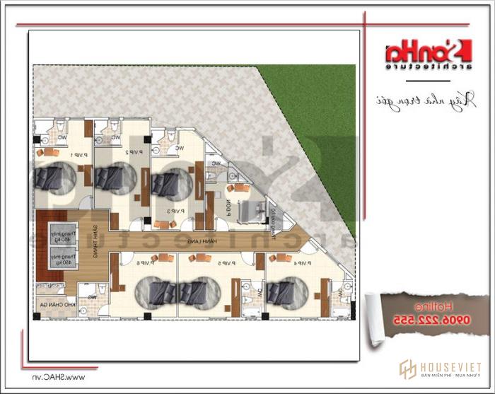 Mặt bằng tầng 4 khách sạn kiến ​​trúc Pháp sang trọng tại Vũng Tàu 