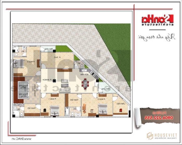 Bản vẽ mặt bằng tầng tum khách sạn kiến ​​trúc Pháp sang trọng tại Vũng Tàu 