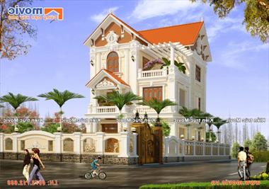 Mẫu nhà cổ điển Pháp 3 tầng mái thái đẹp sang trọng 04 phòng ngủ - B1709