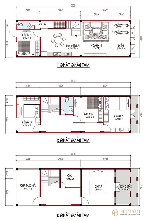 Mẫu nhà 3 tầng mặt tiền 7m
