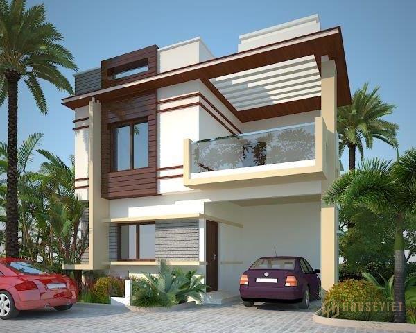 Mẫu thiết kế nhà ống 2 tầng 3 phòng ngủ có gara.