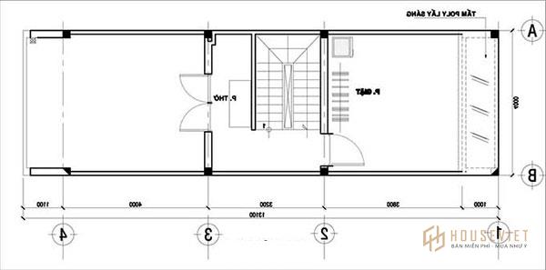 Tầng tum của mẫu thiết kế nhà 30m2 3 tầng rộng rãi, thoáng mát với ánh nắng lan tỏa khắp nơi.