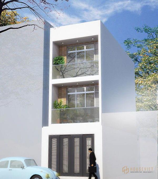 Khung cửa lớn của mẫu thiết kế nhà 30m2 3 tầng tạo sự thông thoáng và nhiều ánh sáng.