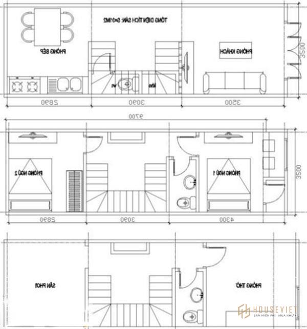Các phòng chức năng như phòng khách, bếp, phòng ngủ, phòng sinh hoạt được phân chia hài hòa