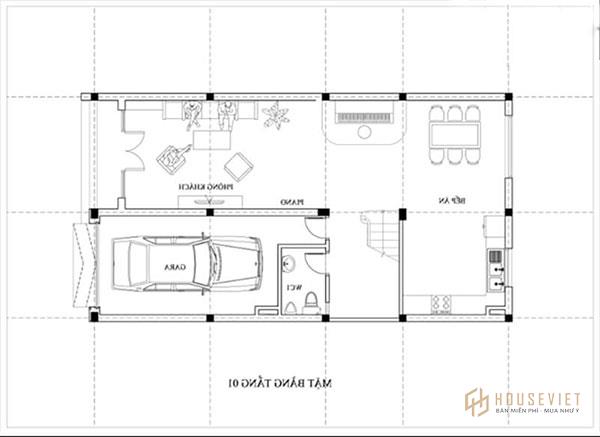 Bản vẽ thiết kế nhà 30m2 3 tầng đơn giản nhưng đầy đủ công năng