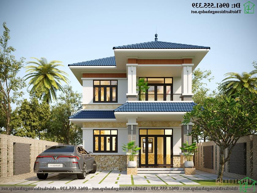 Thiết Kế Biệt Thự 2 Tầng 7x11m Có 3 Phòng Ngủ Ndbt2t106
