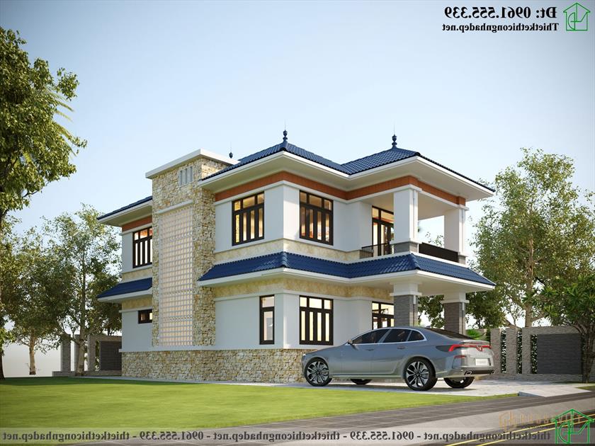 Thiết Kế Biệt Thự 2 Tầng 7x11m Có 3 Phòng Ngủ Ndbt2t106