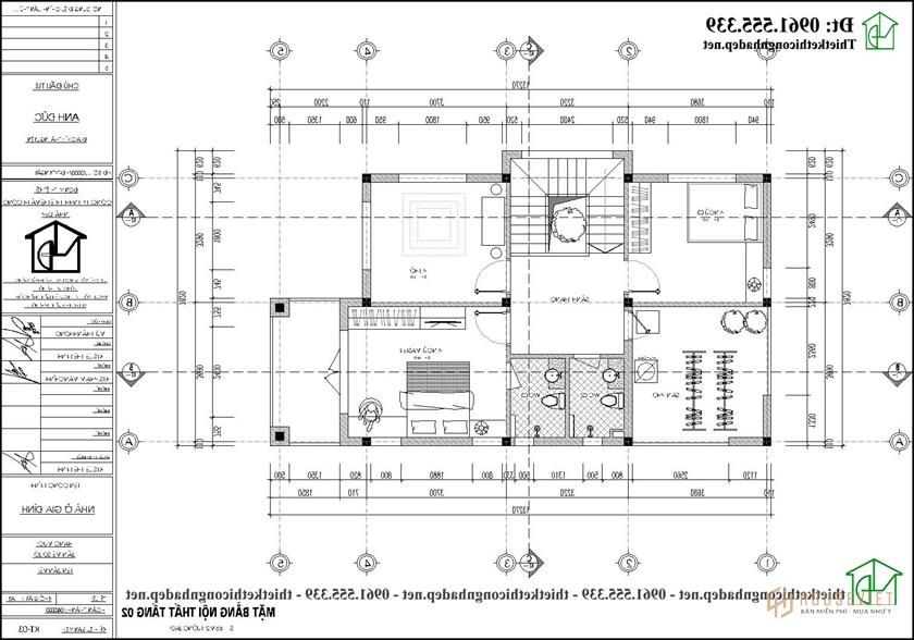 Thiết Kế Biệt Thự 2 Tầng 7x11m Có 3 Phòng Ngủ Ndbt2t106