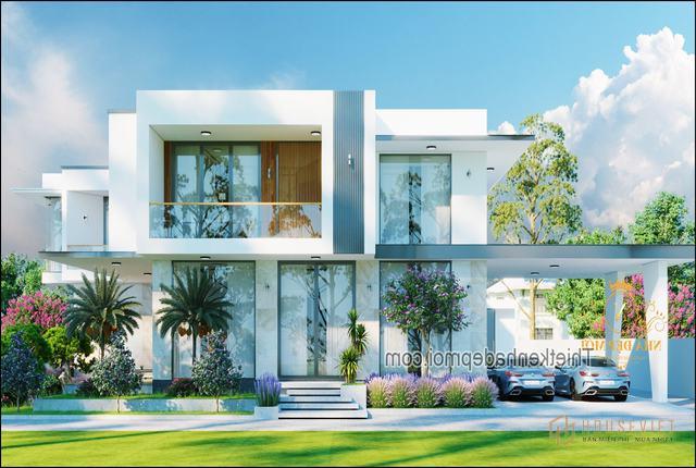 Mẫu biệt thự mái bằng 2 tầng đẹp nhất 2021
