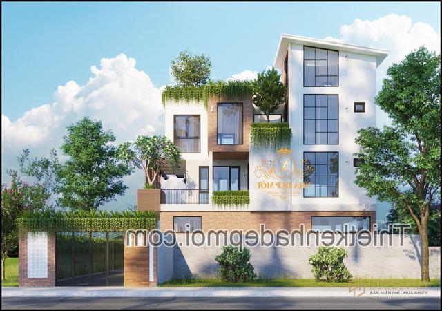 Biệt thự mái bằng đẹp 2 tầng ở quê