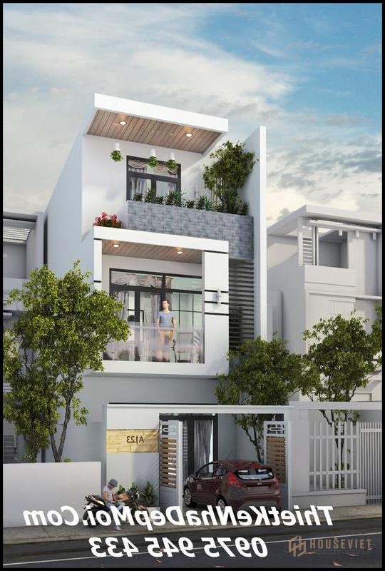 Thiết kế nhà 1 trệt 2 lầu sân thượng 5x20 hiện đại