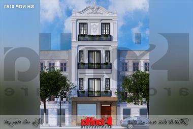 Mẫu thiết kế nhà phố đẹp kiến trúc Pháp mặt tiền 6m tại Quảng Ninh - SH NOP 0161