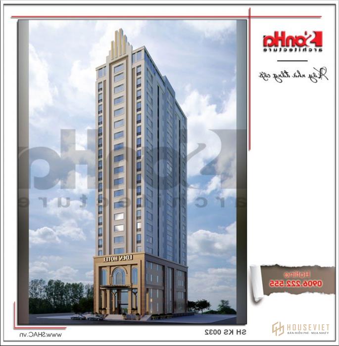 Mẫu thiết kế khách sạn 4 sao hiện đại 22 tầng tại Đà Nẵng - SH KS 0032 1 Mẫu thiết kế khách sạn tiêu chuẩn 4 sao hiện đại tại Đà Nẵng sh ks 0031