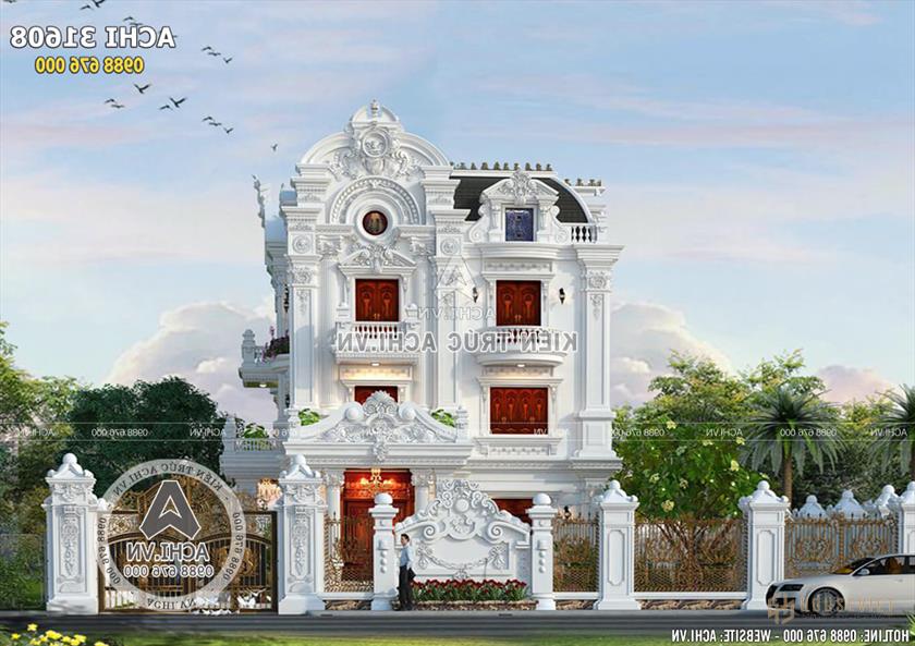 Không gian mặt tiền mẫu biệt thự 3 tầng tân cổ điển đẹp tại Bắc Ninh - Mã số: 31608