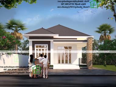Mẫu nhà cấp 4 nông thôn mái thái có gác lửng ở Hải Dương NDNC490
