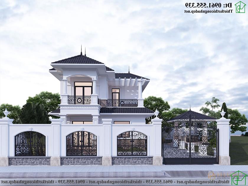 Thiết kế biệt thự 2 tầng tân cổ điển NDBT2T107