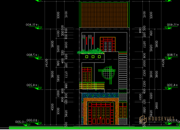 Hồ sơ CAD nhà phố 3 tầng