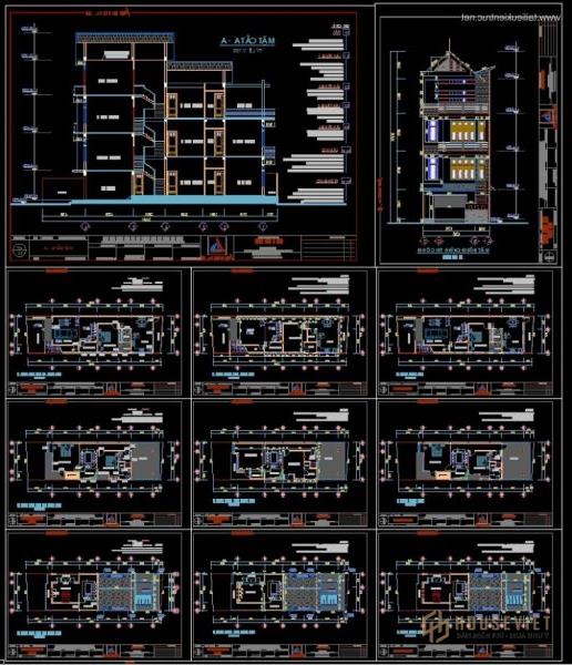 Hồ sơ CAD nhà phố 3 tầng