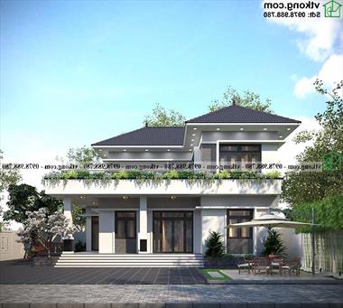 Mẫu thiết kế biệt thự mái thái 14x11m uy nghi tại Thanh Hóa BT2T83
