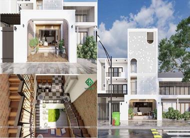 Mẫu nhà phố 4 tầng hiện đại với thiết kế gạch bông gió độc đáo và ấn tượng