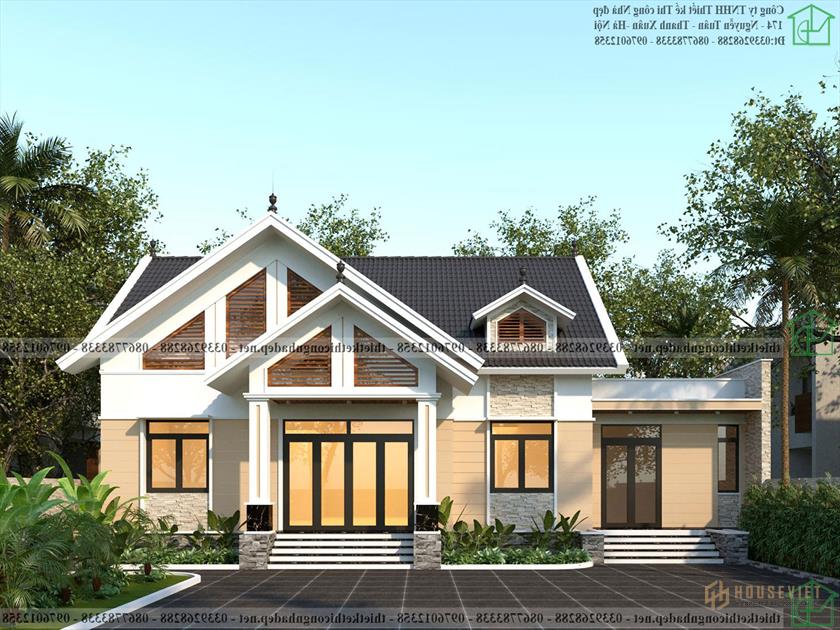 Mẫu nhà cấp 4 nông thôn có 4 phòng ngủ NDNC4161