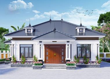 Mẫu nhà cấp 4 mái thái 4 phòng ngủ đơn giản đầy đủ công năng