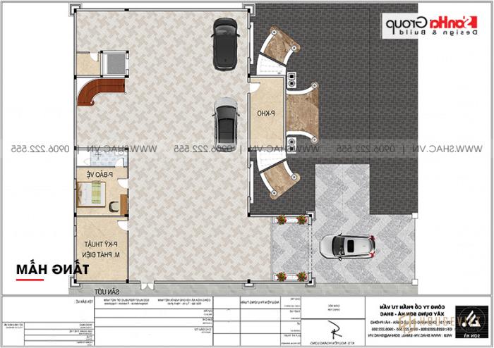 Căn biệt thự rộng 500m2 của đại gia Vũng Tàu - SH BTLD 0044 4 Bản vẽ mặt bằng tầng hầm