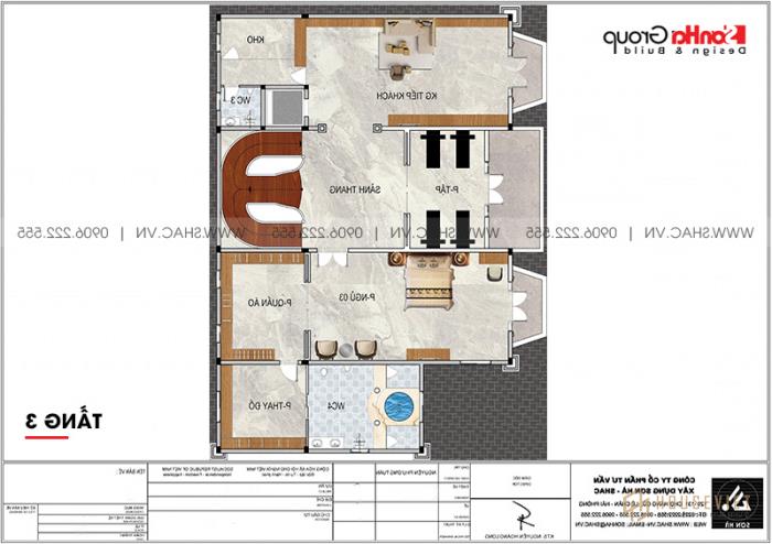 Biệt thự lâu đài 50 tỷ rộng 500m2 của đại gia Vũng Tàu - SH BTLD 0044 7 Bản vẽ mặt bằng tầng 3 biệt thự lâu đài