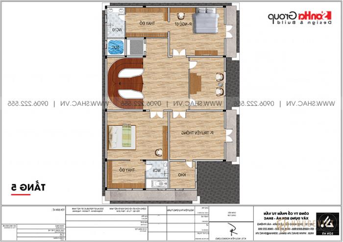 Căn biệt thự rộng 500m2 của đại gia Vũng Tàu - SH BTLD 0044 9 Bản vẽ mặt bằng tầng 5. sàn nhà