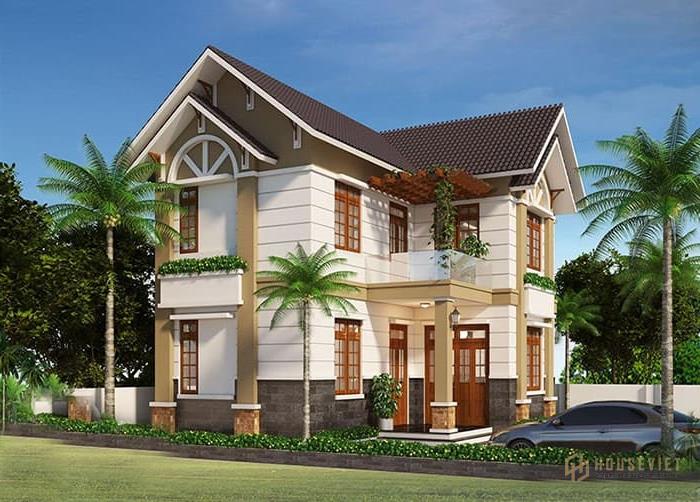 Mẫu thiết kế nhà biệt thự 2 tầng hình chữ l 90m2 Mẫu thiết kế nhà biệt thự 2 tầng hình chữ l 90m2