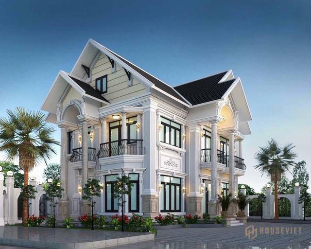 Nhà 1 trệt 1 lầu mái thái ở quê