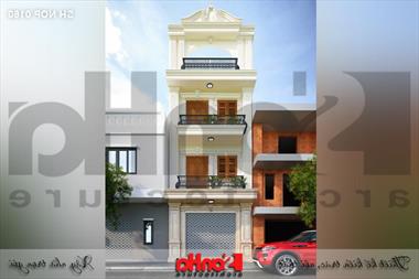 Thiết kế nhà phố tân cổ điển kiểu Pháp 3 tầng 1 tum mặt tiền 5m tại Hưng Yên - SH NOP 0160