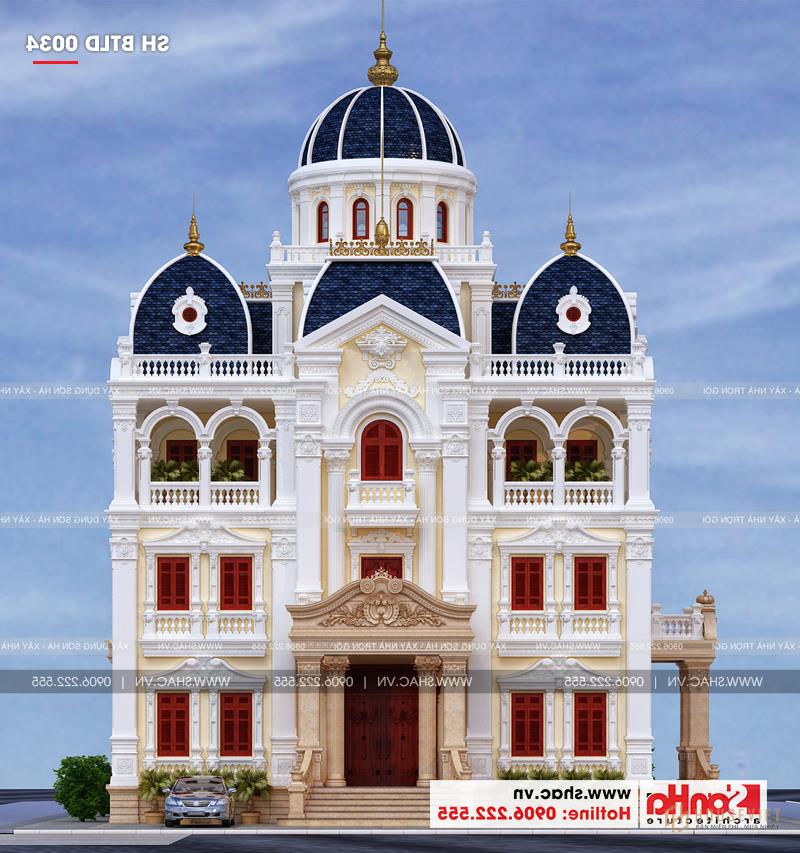 Biệt thự lâu đài 4 tầng rộng 185m2 tại Hải Dương - SH BTLD 0034 2 Mẫu thiết kế biệt thự lâu đài kiểu pháp 2 mặt tiền diện tích 185m2 tại Hải Dương