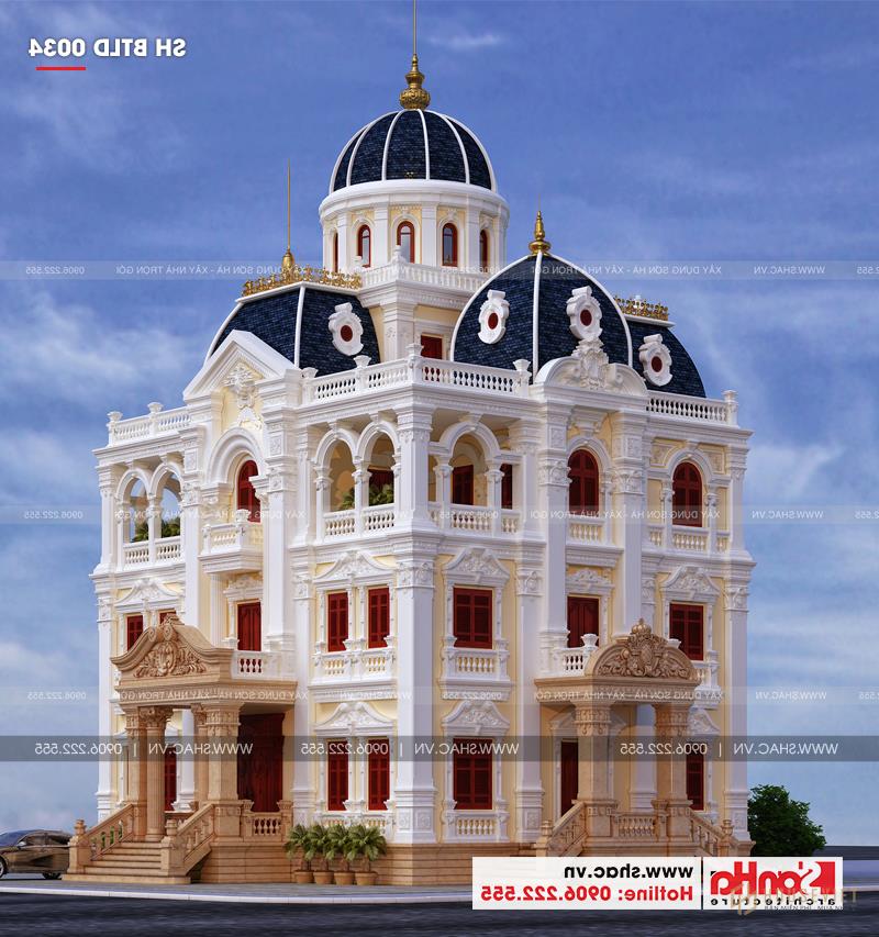 Biệt thự lâu đài 4 tầng rộng 185m2 tại Hải Dương - SH BTLD 0034 3 Tòa lâu đài đẹp 2 mặt tiền được thiết kế từ những tinh hoa của kiến trúc