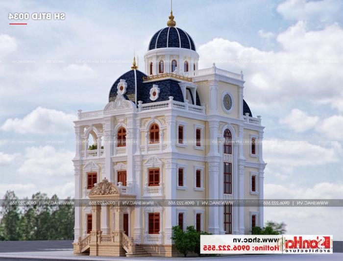 Biệt thự lâu đài 4 tầng rộng 185m2 tại Hải Dương - SH BTLD 0034 5 Đây là mẫu thiết kế bên biệt thự lâu đài châu âu 185m2 tại Hải Dương