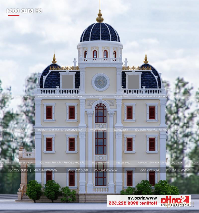 Biệt thự lâu đài 4 tầng rộng 185m2 tại Hải Dương - SH BTLD 0034 9 Mặt sau của lâu đài Châu Âu này cũng toát lên vẻ đẹp sang trọng
