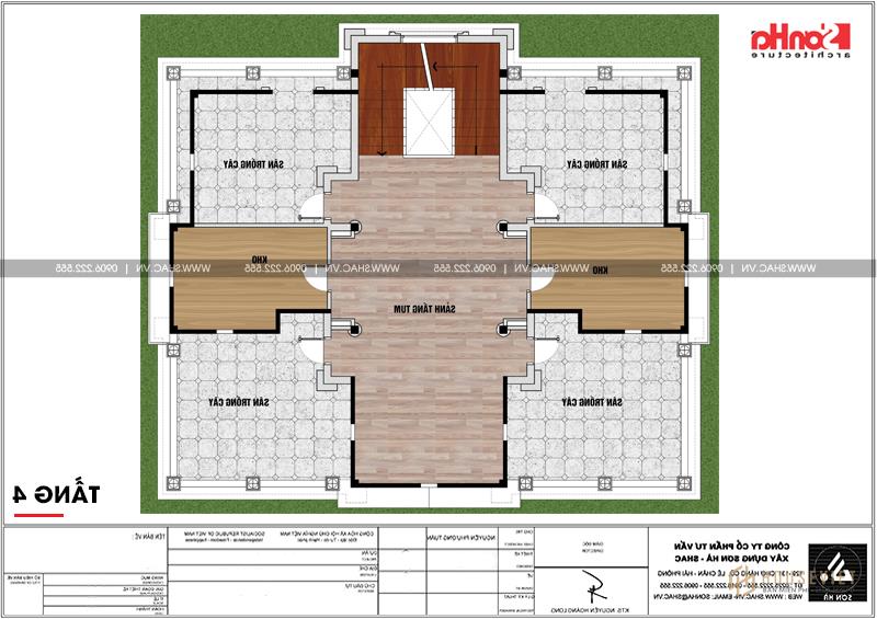 Biệt thự lâu đài 185m2 4 tầng tại Hải Dương - SH BTLD 0034 37 Bản vẽ mặt bằng công năng tầng 4 biệt thự lâu đài 4 tầng diện tích 185m2 tại Hải Dương