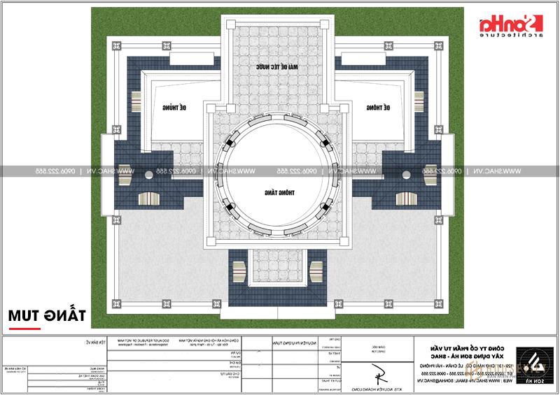 Biệt thự lâu đài 4 tầng rộng 185m2 tại Hải Dương - SH BTLD 0034 38 Bản vẽ công năng tầng tum biệt thự lâu đài 4 tầng diện tích 185m2 tại Hải Dương