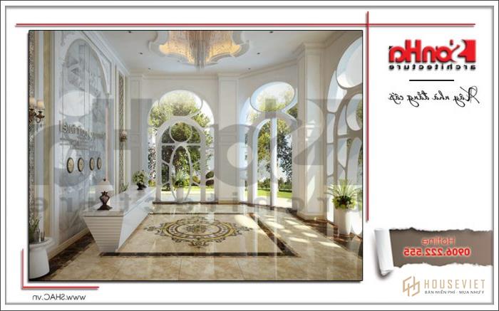 Thiết kế khách sạn tiêu chuẩn 4 sao kiến trúc đẹp tại Sài Gòn - SH KS 0033 46 Mẫu nội thất khu lễ tân khách sạn cổ điển sh ks 0033