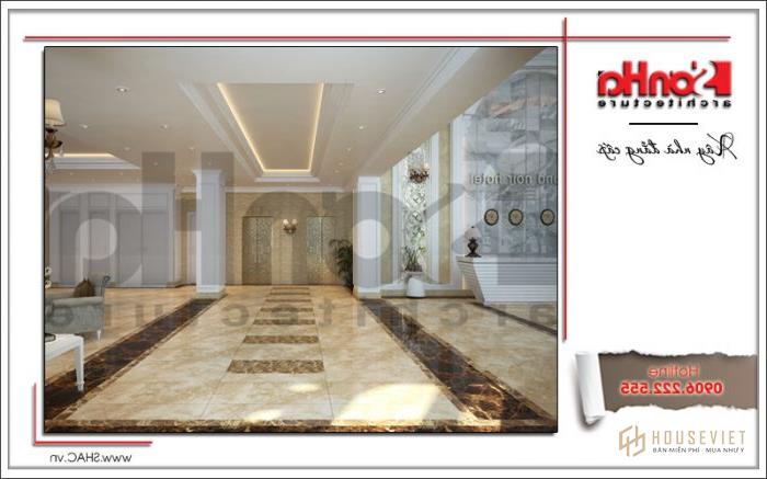 Thiết kế khách sạn tiêu chuẩn 4 sao kiến trúc đẹp tại Sài Gòn - SH KS 0033 52 Nội thất sảnh thang máy khách sạn cổ điển sh ks 0033