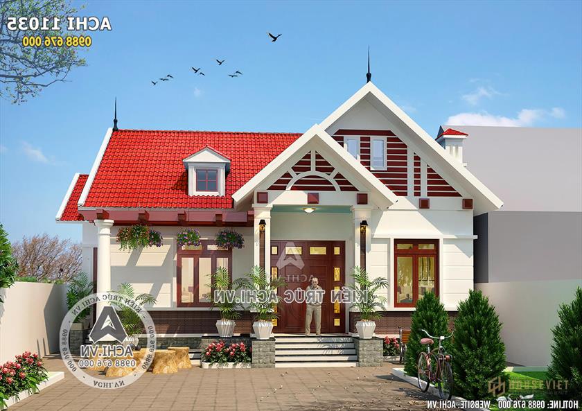 Mặt tiền biệt thự vườn 1 tầng mái thái Mặt tiền biệt thự vườn 1 tầng mái thái