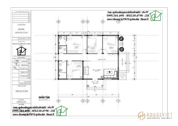 Bản vẽ chi tiết nhà cấp 4 mái thái 9x12m đẹp