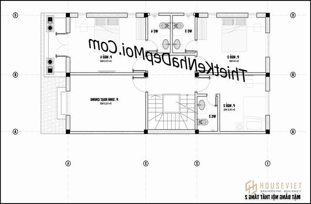 Bản vẽ nhà 3 tầng mái thái ngang 7m