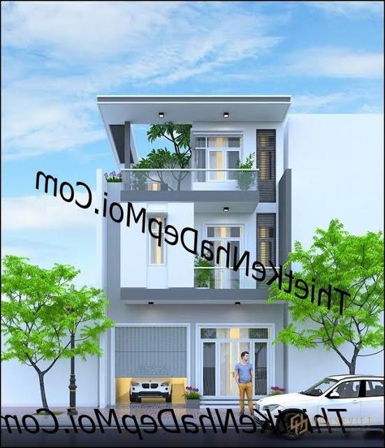 Mẫu thiết kế nhà phố có gara mặt tiền 7m