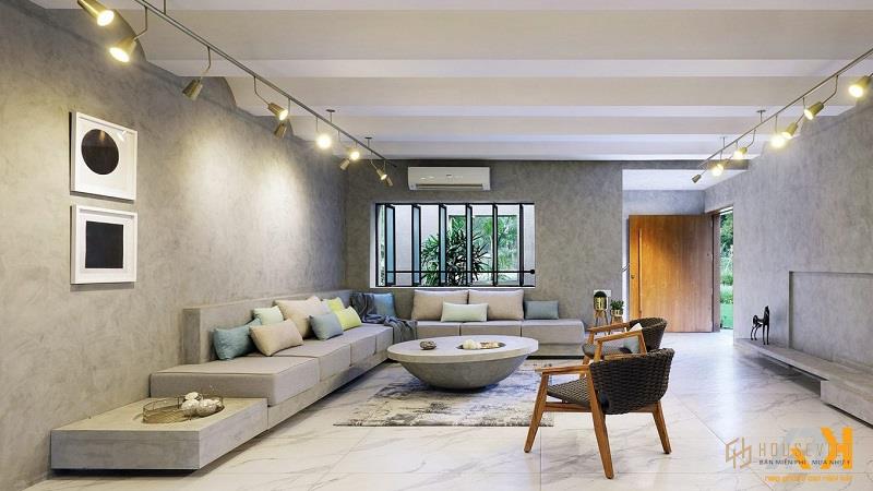 Phòng khách nhà cấp 4 thiết kế mở rộng rãi, thoáng đãng