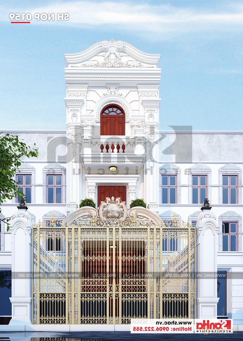 Mẫu nhà ống 3 tầng kiểu Pháp mặt tiền 4,5m tại Hải Phòng - SH NOP 0159 39 Mẫu thiết kế nhà ống 3 tầng kiểu pháp mặt tiền 4,5m sang trọng tại Hải Phòng