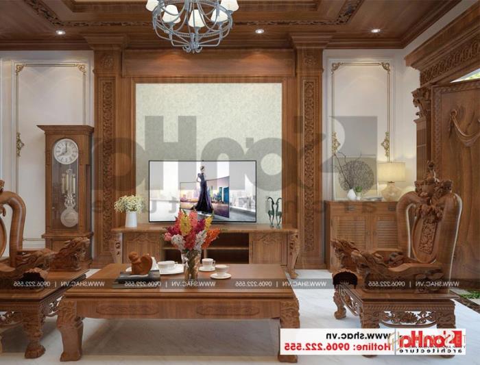 Mẫu nhà ống 3 tầng kiểu Pháp mặt tiền 4,5m tại Hải Phòng - SH NOP 0159 57 Thiết kế nội thất phòng khách nhà ống cổ điển kiểu Pháp sang trọng từng chi tiết