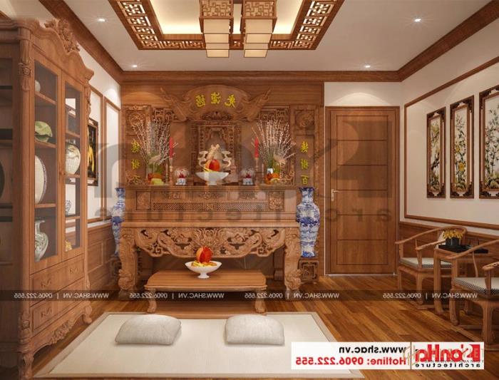 Mẫu nhà ống 3 tầng kiểu Pháp mặt tiền 4,5m tại Hải Phòng - SH NOP 0159 66 Thiết kế nội thất phòng thờ nhà ống cổ điển 3 tầng kiểu pháp